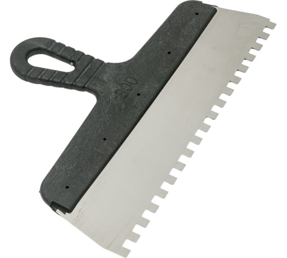 Изображение товара Зубчатый шпатель КЭС 8x8 мм, нержавеющая сталь, пластиковая рукоятка, 300 мм 10000049