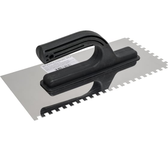 Изображение товара Зубчатая гладилка КЭС 6x6 мм, нержавеющая сталь, пластиковая рукоятка, 130x270 мм 10100003