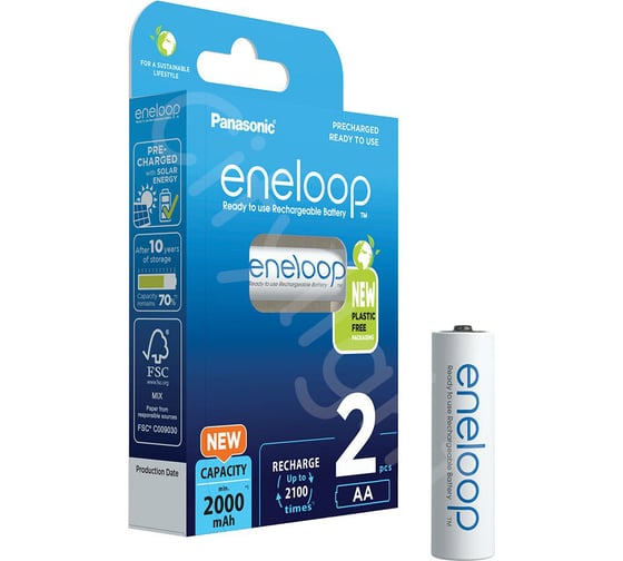 Изображение товара Аккумуляторы Panasonic eneloop BK-3MCDE/2BE 2000mAh AA R6 BL2 УТ-00000796