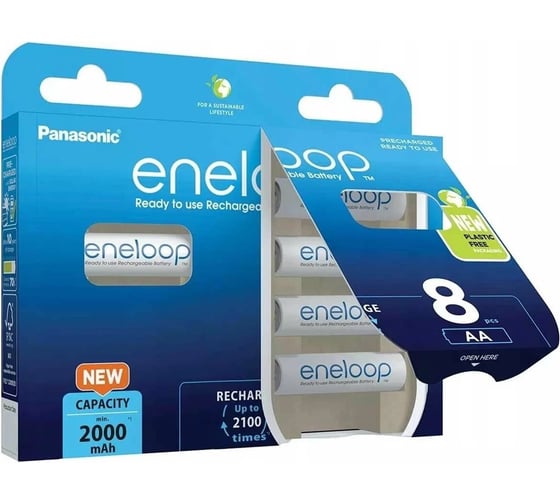 Изображение товара Аккумулятор Panasonic eneloop BK-3MCDE/8BE 2000mAh AA R6 BL8 УТ-00000798
