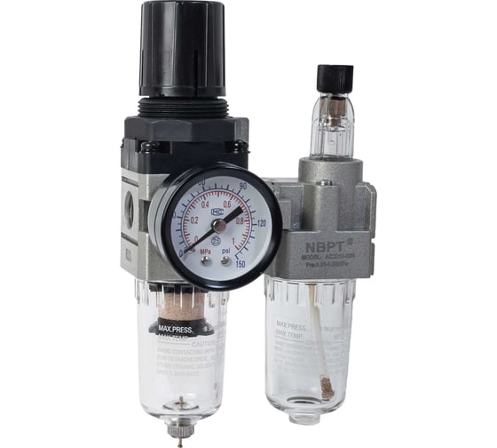 Изображение товара Фильтр с регулятором и лубрикатором 500 л/мин ac2010-1/4 (02) NBPT 57407