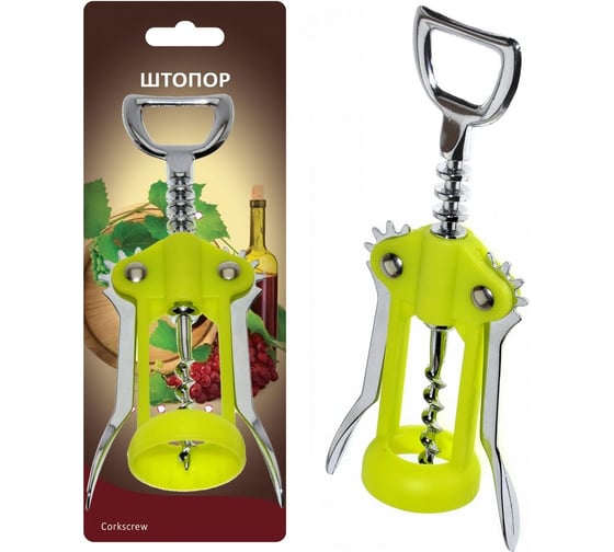 Изображение товара Штопор Мультидом зеленый пластик/металл Z13-48