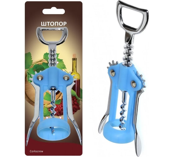 Изображение товара Штопор Мультидом синий пластик/металл Z13-47