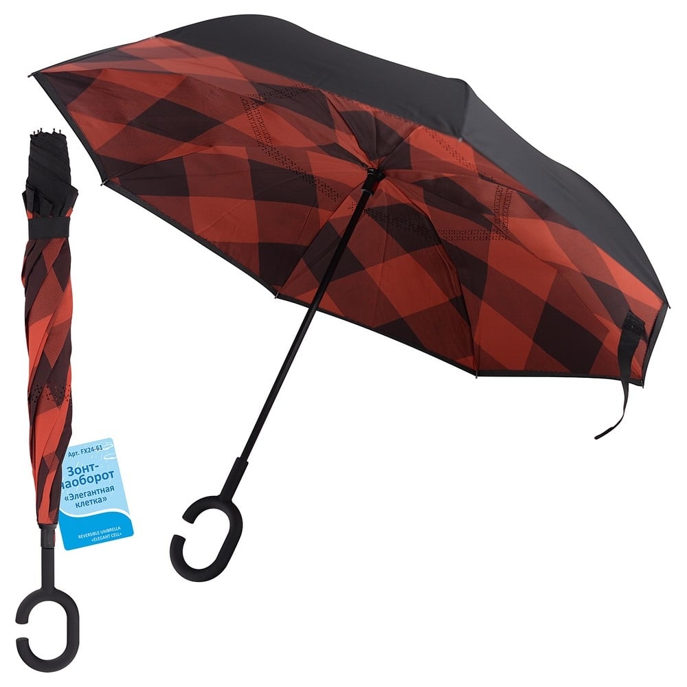 Изображение товара Зонт Мультидом наоборот Элегантная клетка FX24-61 компактный трость