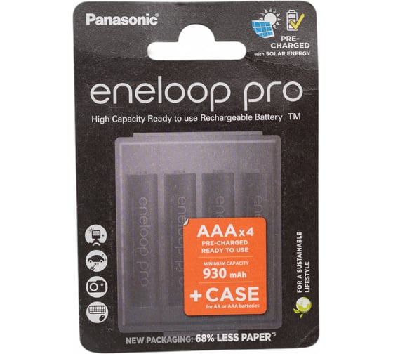 Изображение товара Аккумулятор Panasonic eneloop pro BK-4HCDEC4BE 930mAh ААА R03 +футляр BL4 УТ-00000701