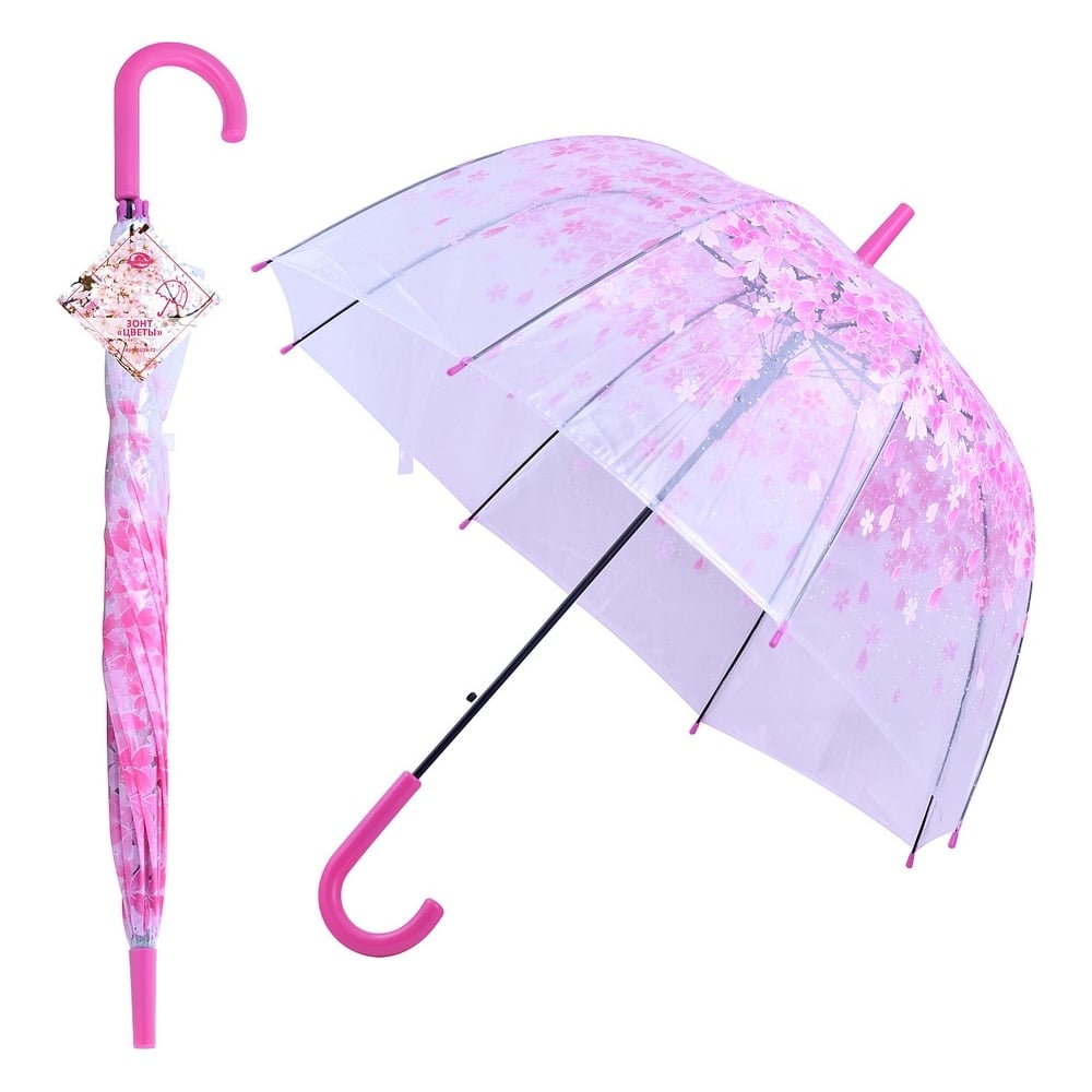 Изображение товара Зонт Мультидом Цветы полуавтомат, диаметр 80 см