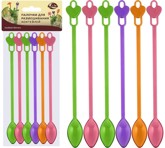Изображение товара Коктейльная ложка Мультидом набор 6шт. 20,5 см МТ76-98