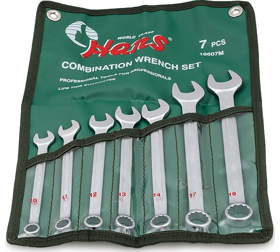 Изображение товара Комплект комбинированных ключей 10-19мм, 7шт Hans 16607M