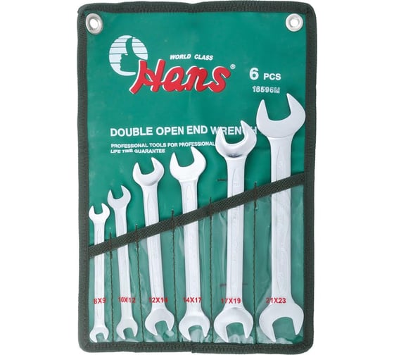 Изображение товара Комплект рожковых ключей 8-23мм, 6шт Hans 16596M