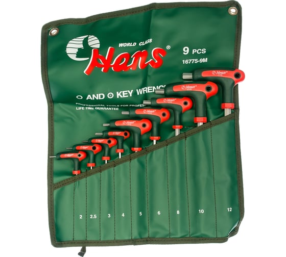 Изображение товара Комплект L-шестигранников 2-12мм, 9шт Hans 16775-9M