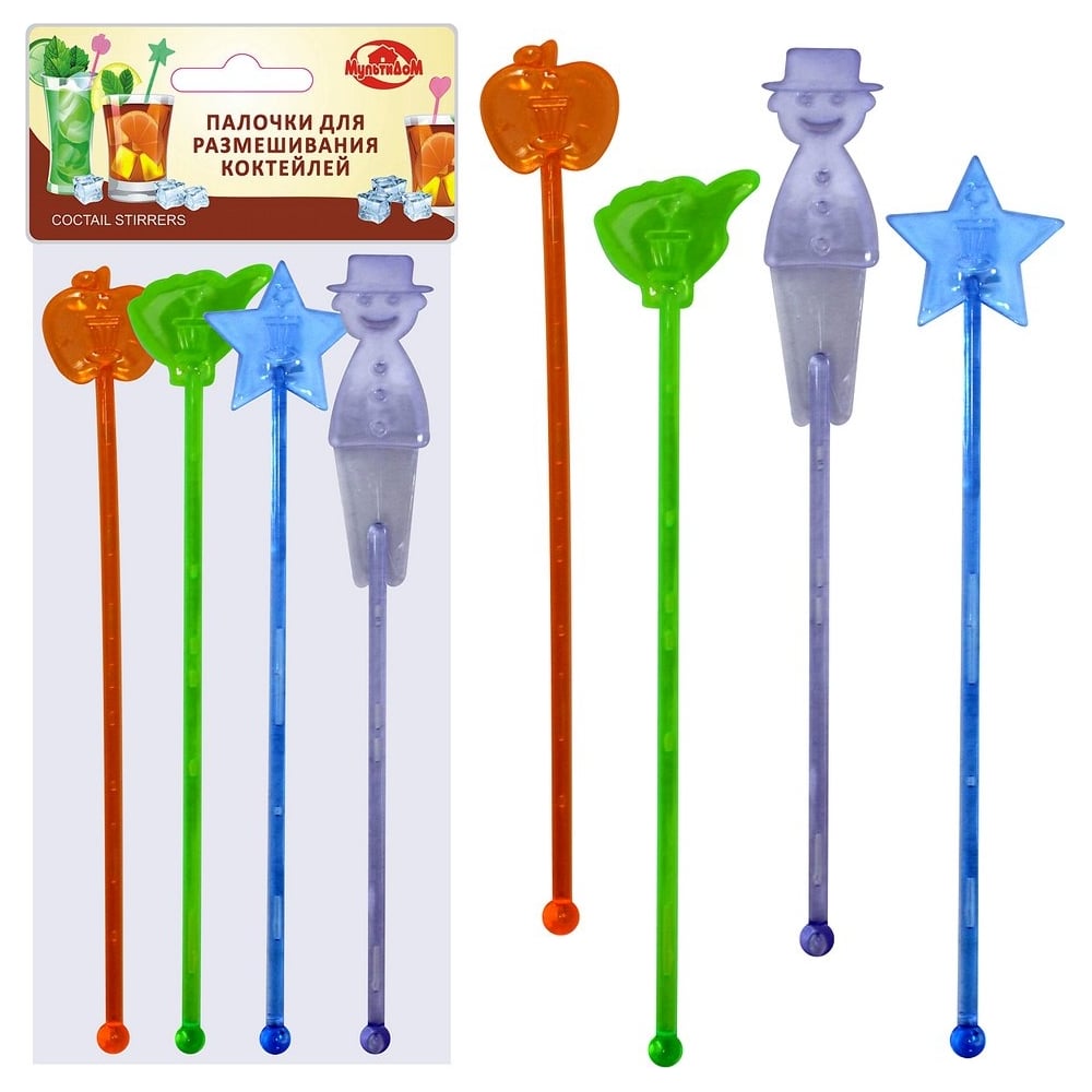 Изображение товара Палочки для размешивания коктейлей Мультидом Праздник 8 шт 20.5 см МГ76-104