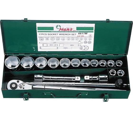 Изображение товара Набор инструментов на 3/4", 17шт Hans 6617M