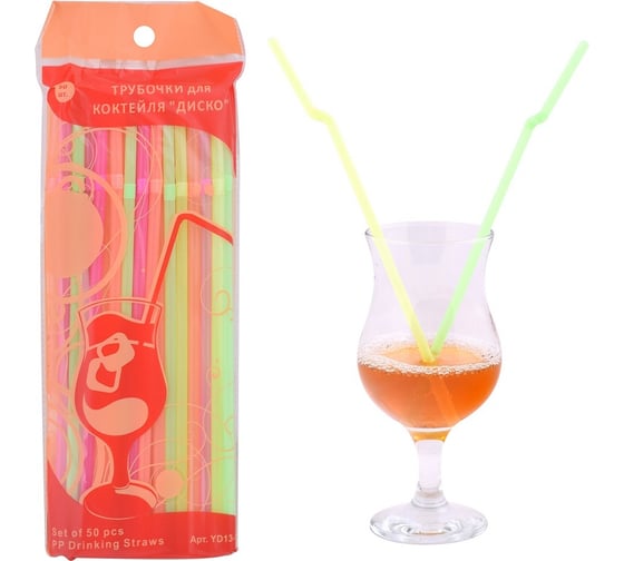 Изображение товара Трубочки для коктейля Мультидом Диско 50 шт YD13-154