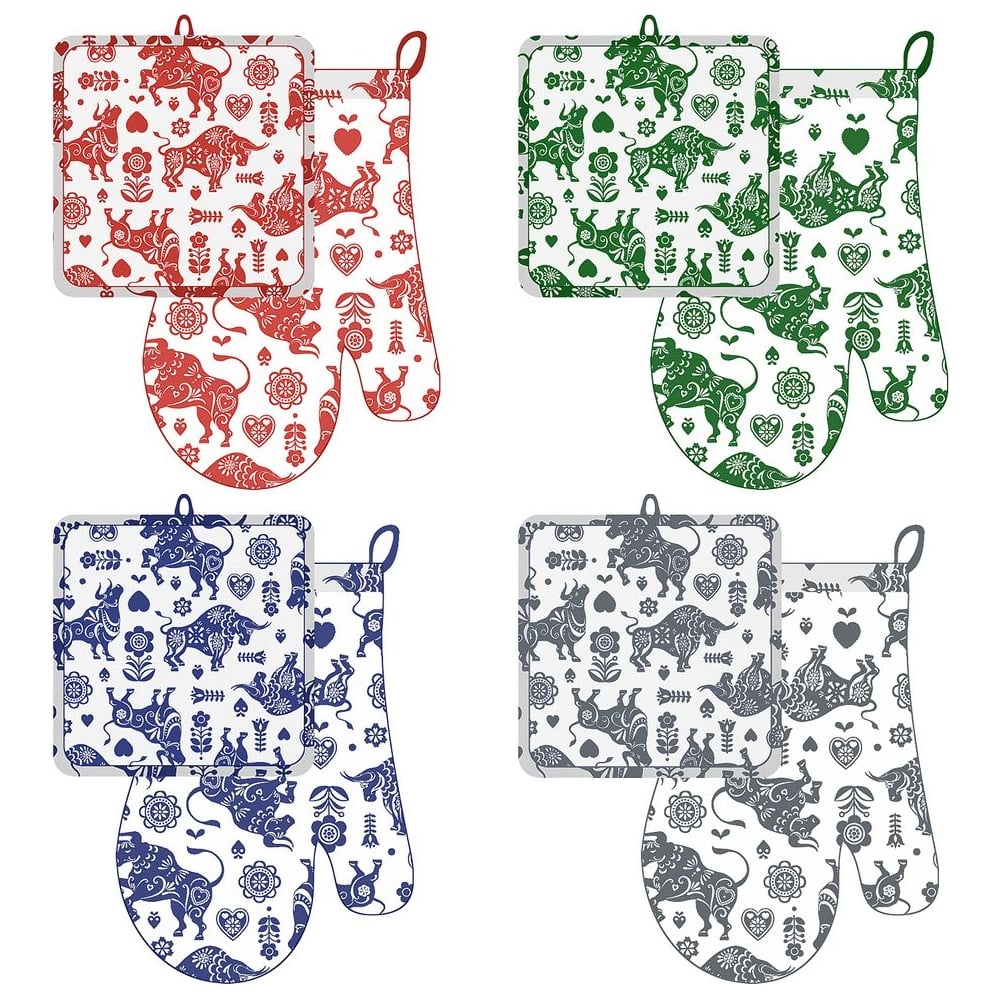 Изображение товара Прихватка Мультидом с рукавицей Скандинавский Бык 2 предмета