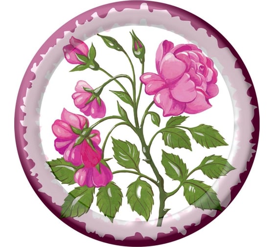 Изображение товара Поднос для сервировки Мультидом розы диаметр 22 см 3 дизайна МТ76-38