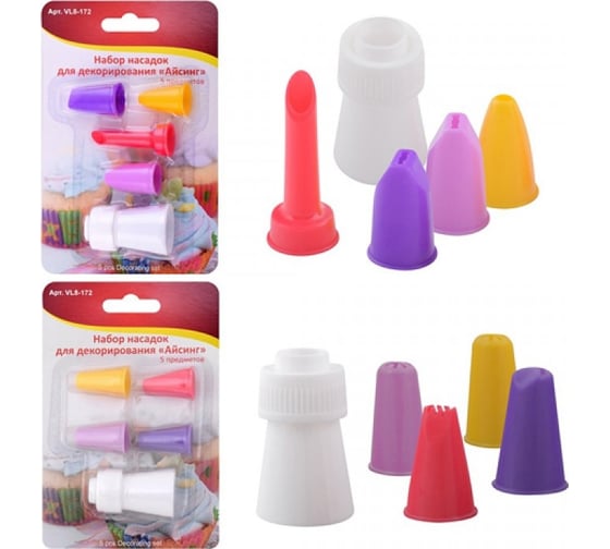 Изображение товара Набор насадок для декорирования Мультидом Айсинг 5 предметов 2 вида VL8-172