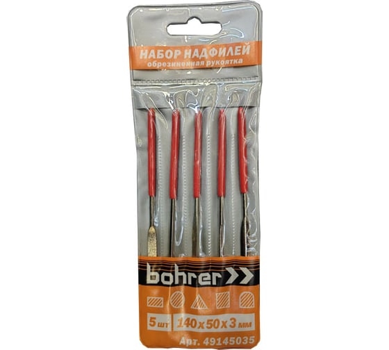 Изображение товара Набор надфилей BOHRER 140x50x3 мм, 5 шт. 49145035