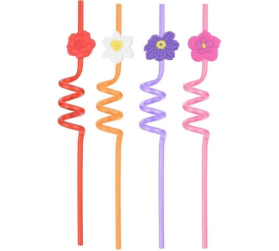 Изображение товара Трубочки для коктейля Мультидом Гавайская вечеринка 4 шт 27 см YD13-159