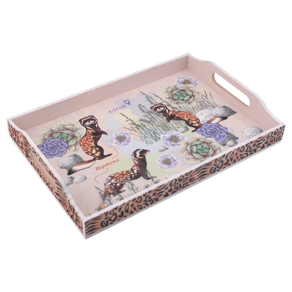 Изображение товара Поднос Мультидом Исчезающая красота 41х28х6 см из дерева прямоугольный