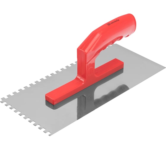 Изображение товара Стальная гладилка 280х130мм, зеркальная полировка, пластмас. ручка, 6х6мм MATRIX 86775