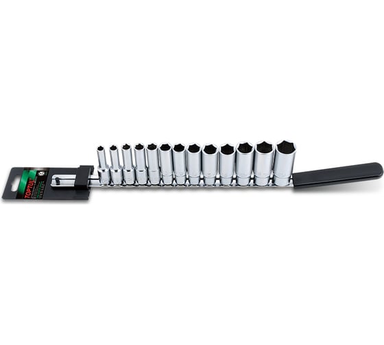 Изображение товара Набор головок удлиненных на планке 6-гранных, 7-21 мм, 3/8 дюйма, 13 шт TOPTUL GAAQ1311