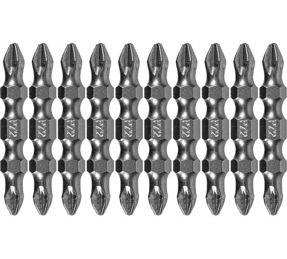 Изображение товара Набор бит двухсторонних PH2-PZ2, 45 мм, сталь S2, 10 шт Denzel 11675
