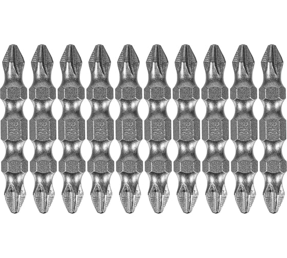 Изображение товара Набор бит двухсторонних PH2-PH2, 45 мм, сталь S2, 10 шт Denzel 11673