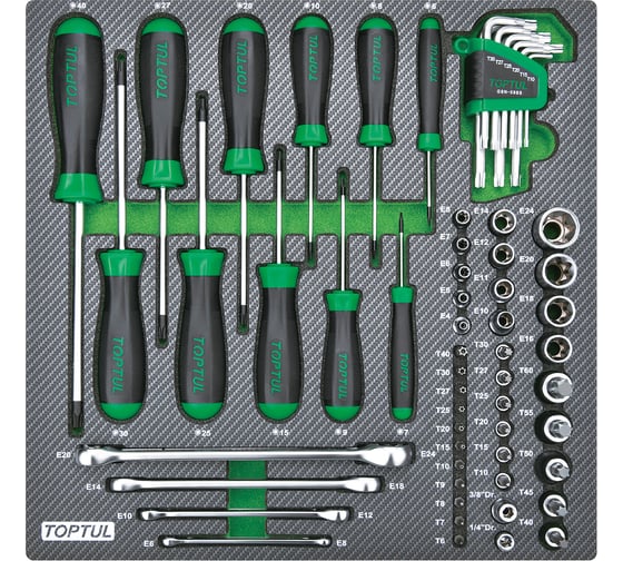 Изображение товара Набор инструментов TOPTUL TORX, 61 предмет в мягком ложементе GEC6102