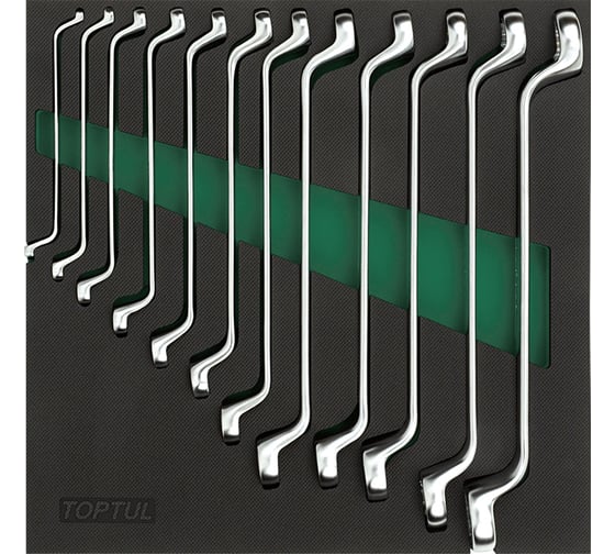 Изображение товара Набор накидных ключей TOPTUL 75 градусов, 6-32 мм, 12 предметов в мягком ложементе GVC1202