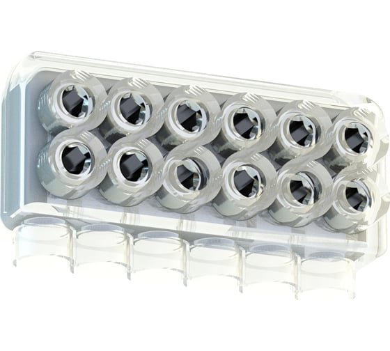 Изображение товара Распределительный коннектор IPRO К6 на 6 клемм 130а 85x30x45мм с усиленной фиксацией жил 12672