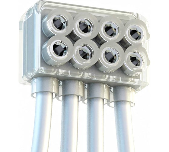 Изображение товара Распределительный коннектор IPRO к4 на 4 клеммы 130а 60x30x45мм с усиленной фиксацией жил 6939
