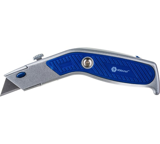 Изображение товара Нож технический, трапециевидные лезвия 19мм 3шт, металлический корпус, быстрая смена лезвия КОБАЛЬТ Дельфин 242-090