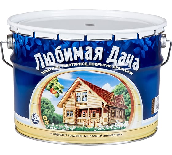 Изображение товара Защитно-декоративное покрытие для дерева Любимая Дача полуматовое, 9 л, белый 237253