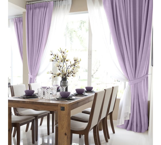 Изображение товара Комплект из двух штор Волшебная Ночь рогожка, 200/270 см, с подхватами, сирень 789108