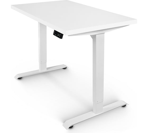 Изображение товара Стол с электрической регулировкой высоты StolStoya BAZALT рама белая, столешница мдф белая (эмаль), 120х65 SE222W120W
