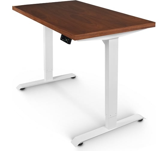 Изображение товара Стол с электрической регулировкой высоты StolStoya BAZALT рама белая, столешница мдф американский орех (шпон), 120x65 SE222W120AO