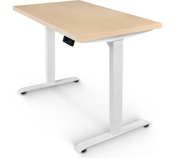 Изображение товара Стол с электрической регулировкой высоты StolStoya BAZALT рама белая, столешница мдф беленый дуб (шпон), 160x80 SE222W160BD
