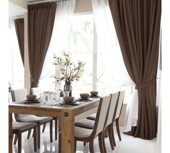 Изображение товара Комплект из двух штор Волшебная Ночь рогожка, 165/270 см, шоколад 721881