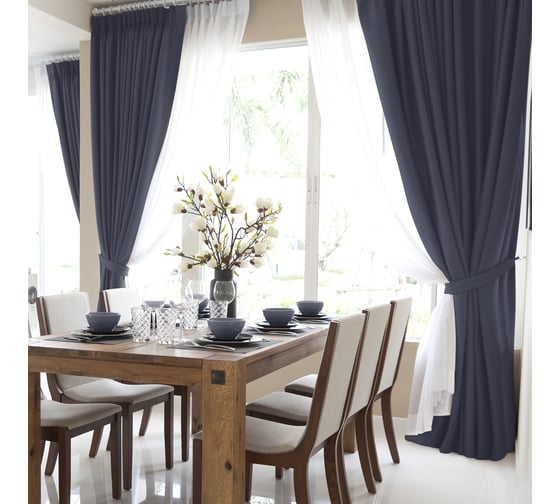 Изображение товара Комплект из двух штор Волшебная Ночь рогожка, 165/270 см, индиго 721877