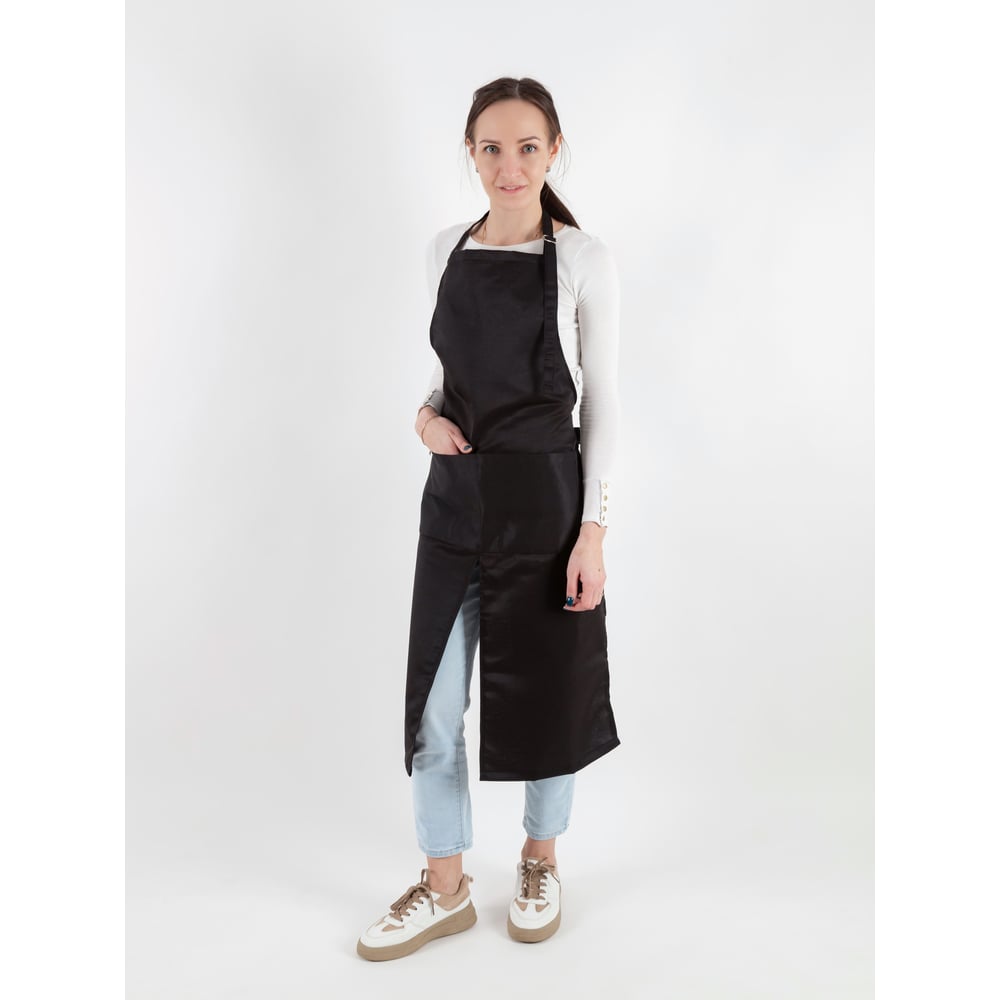 Изображение товара Удлиненный рабочий фартук Экосети с разрезом, черный, универсальный размер