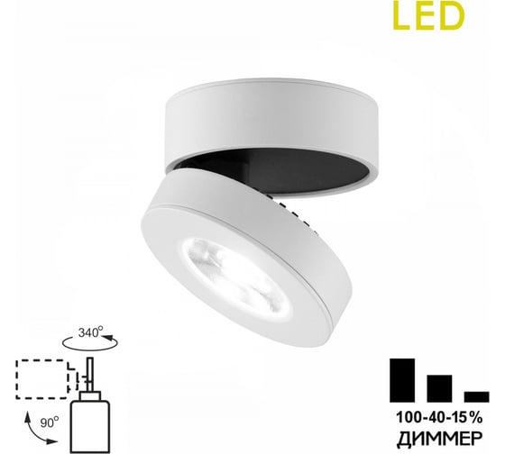 Изображение товара Накладной поворотный светильник Citilux Стамп LED Белый CL558030N