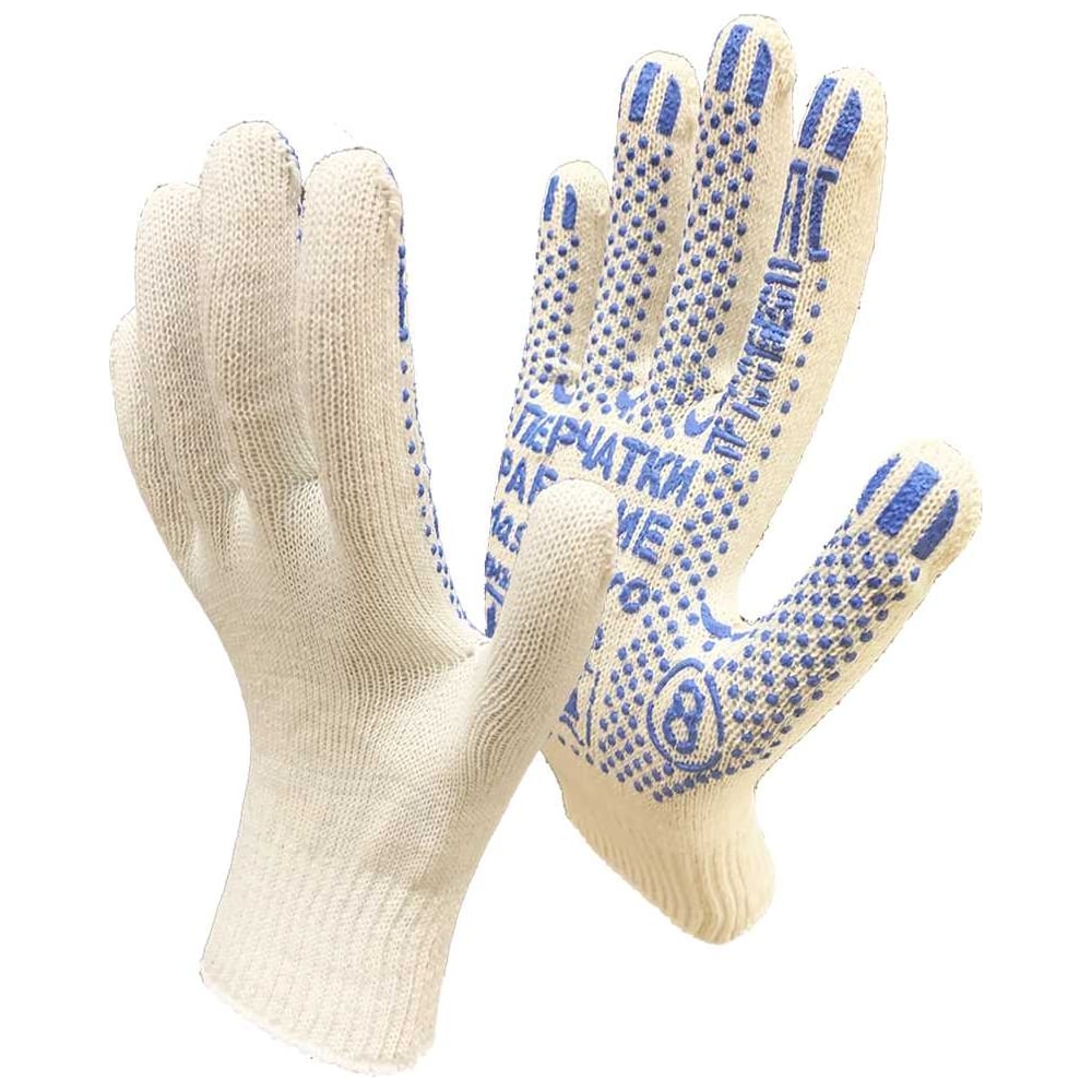 Рабочие перчатки Master-Pro®, размер 8, цвет белый/голубой