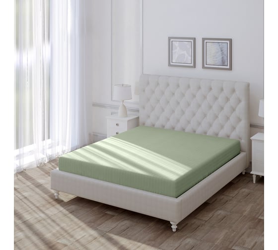 Изображение товара Простыня Волшебная Ночь Smoke Green на резинке, поплин, 180/200 782106