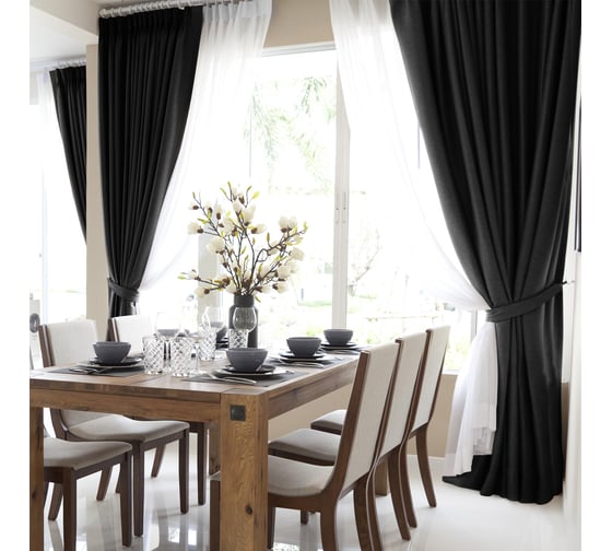 Изображение товара Комплект из двух штор Волшебная Ночь рогожка, 165/270 см, графит 777454