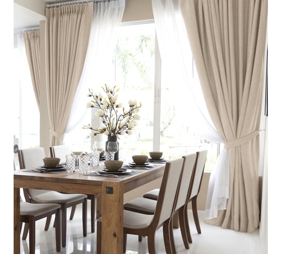 Изображение товара Комплект из двух штор Волшебная Ночь рогожка, 165/270 см, жемчуг 777452