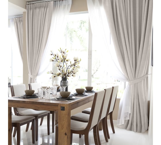 Изображение товара Комплект из двух штор Волшебная Ночь рогожка, 200/270 см, с подхватами, экрю 757472