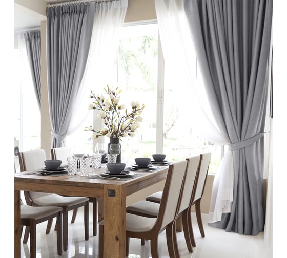 Изображение товара Комплект из двух штор Волшебная Ночь рогожка, 200/270 см, с подхватами, базальт 757476