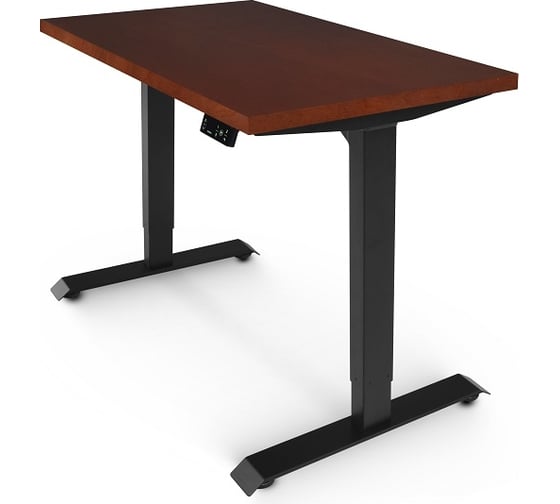 Изображение товара Стол с электрической регулировкой высоты StolStoya BAZALT рама черная, столешница мдф красное дерево (шпон), 160x80 SE222B160KD