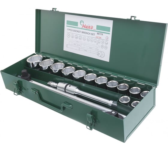 Изображение товара Набор инструментов 3/4", 17шт Hans 6617A
