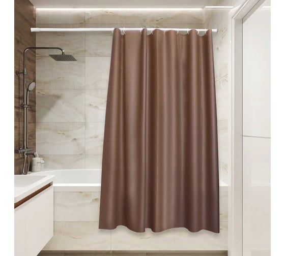 Изображение товара Штора для ванной Сантис peva pv-202 (коричневая) 54 gsm 180x180 см 038697